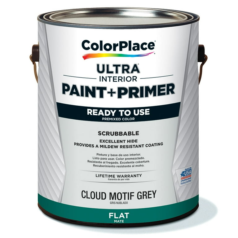 ColorPlace ULTRA Interior Paint & Primer, Cloud Motif Grey, Semi-Gloss, 1 Gallon ColorPlace ULTRA Interior Paint & Primer, Cloud Motif Grey, Semi-Gloss, 1 Gallon