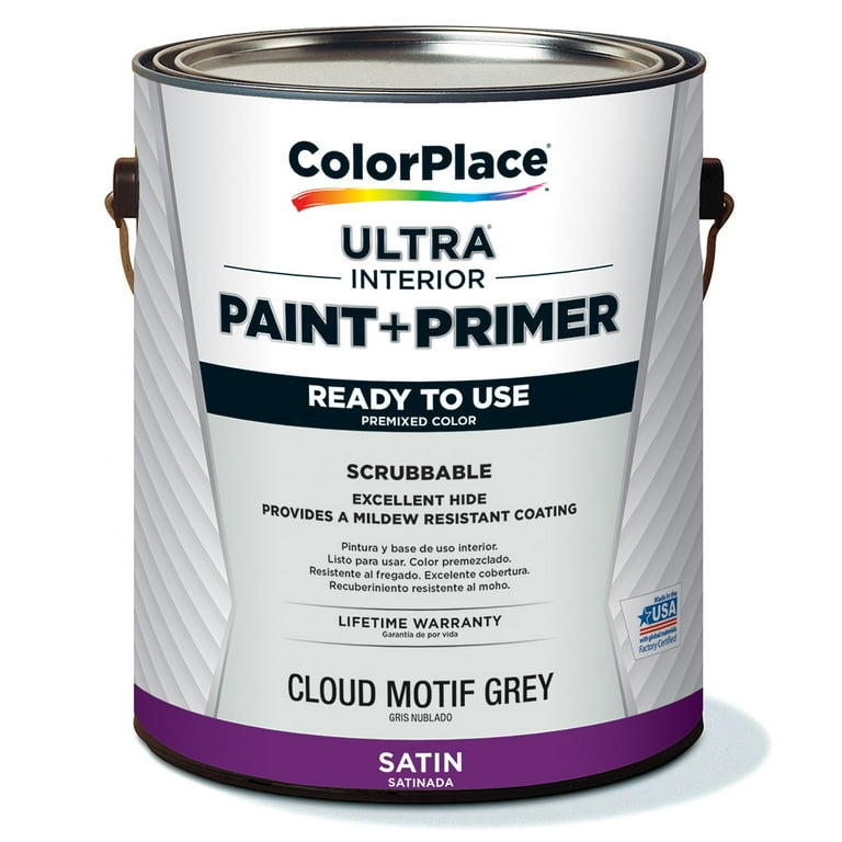 ColorPlace ULTRA Interior Paint & Primer, Cloud Motif Grey, Semi-Gloss, 1 Gallon ColorPlace ULTRA Interior Paint & Primer, Cloud Motif Grey, Semi-Gloss, 1 Gallon