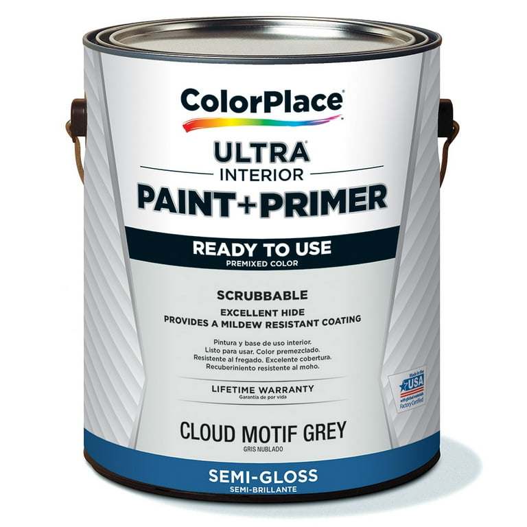 ColorPlace ULTRA Interior Paint & Primer, Cloud Motif Grey, Semi-Gloss, 1 Gallon ColorPlace ULTRA Interior Paint & Primer, Cloud Motif Grey, Semi-Gloss, 1 Gallon