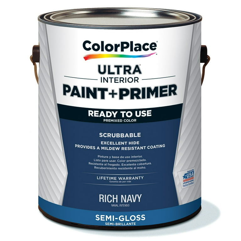 ColorPlace ULTRA Interior Paint & Primer, Rich Navy, Semi-Gloss, 1 Gallon ColorPlace ULTRA Interior Paint & Primer, Rich Navy, Semi-Gloss, 1 Gallon