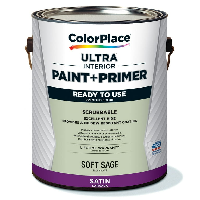 ColorPlace ULTRA Interior Paint Primer Soft Sage Green Satin