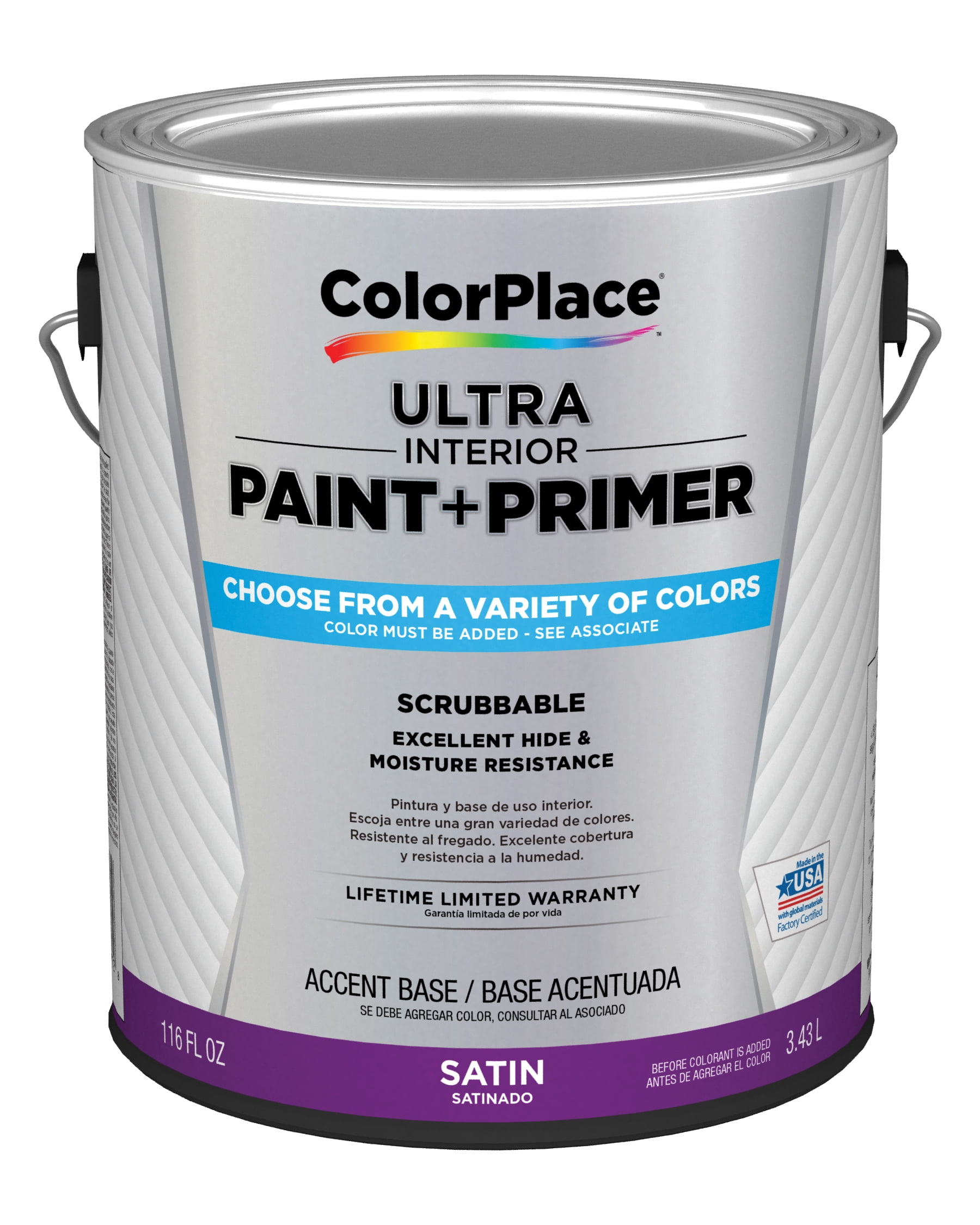 ColorPlace Ultra Interior Paint & Primer, Satin, Accent Base, 1 Gallon