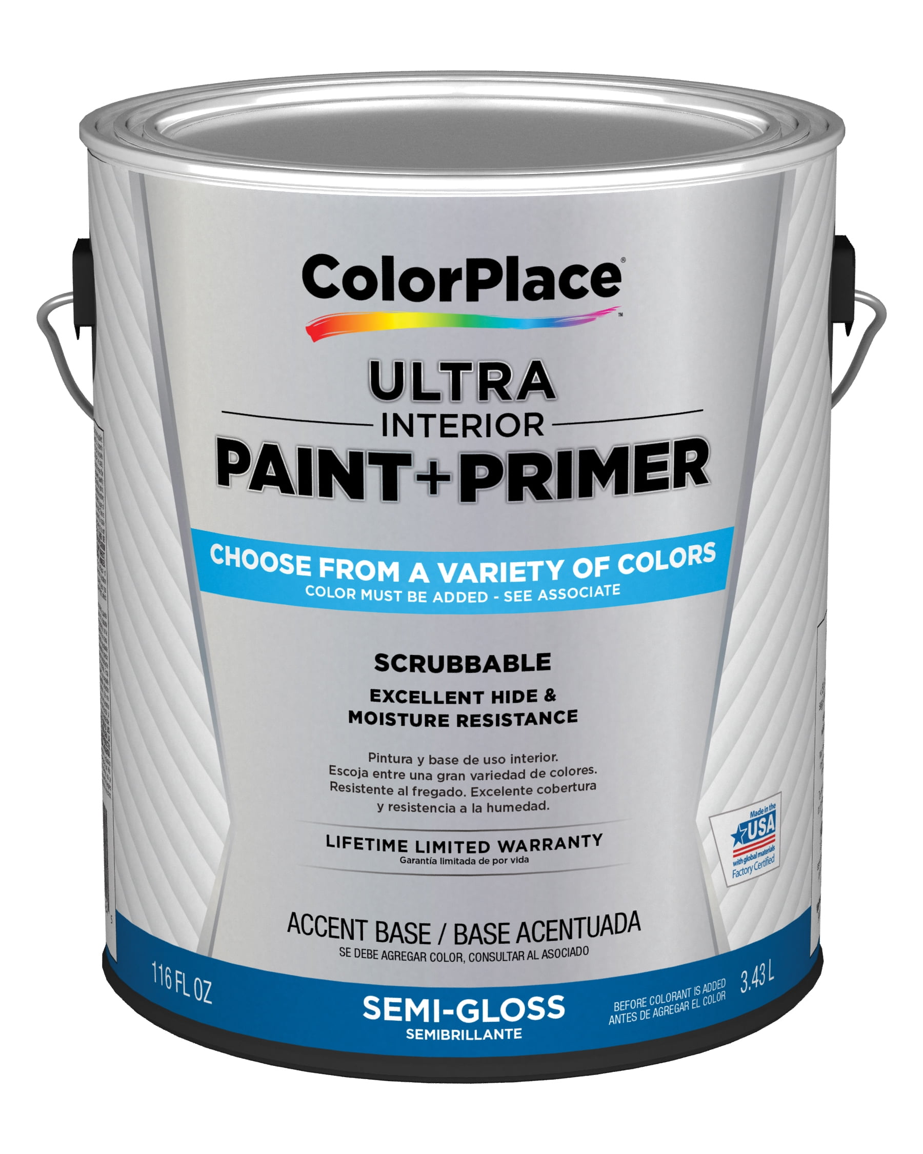 ColorPlace Ultra Interior Paint & Primer, SemiGloss, Accent Base, 1