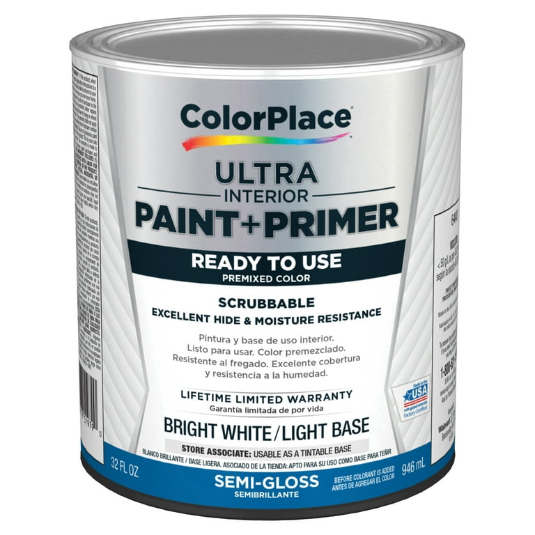 ColorPlace Pre Mixed Ready to Use, Interior Paint, White, Semi-Gloss Finish, 1 Quart ColorPlace Pre Mixed Ready to Use, Interior Paint, White, Semi-Gloss Finish, 1 Quart