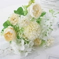 thumbnail image 1 of ColorProfitKids Artificial Flowers Fake Peony Silk Light Purple Hydrangea Bouquet Decor Plastic Carnations Daisy Realistic Flower Wedding Decoration Table 7 Heads Silk Fake Flower, 1 of 3