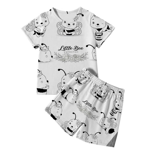Colorable Pajamas for Tweens Bee Day Nightwear Outfit Cute Insect Clothes Sleepwear 2pcs Pulloverr Colorable DIY Sleepwear Set 2-3 Years #White
