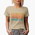 thumbnail image 1 of Colorado, America, US or USA State, Groovy Retro Wavy Text Merch Gift, Tan T-Shirt, XL, 1 of 5