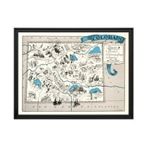 Colorado Art, 1931 Vintage Map of Colorado History Wall Decor Gift, Old Colorado Map - 24" x 18" Black Framed Print