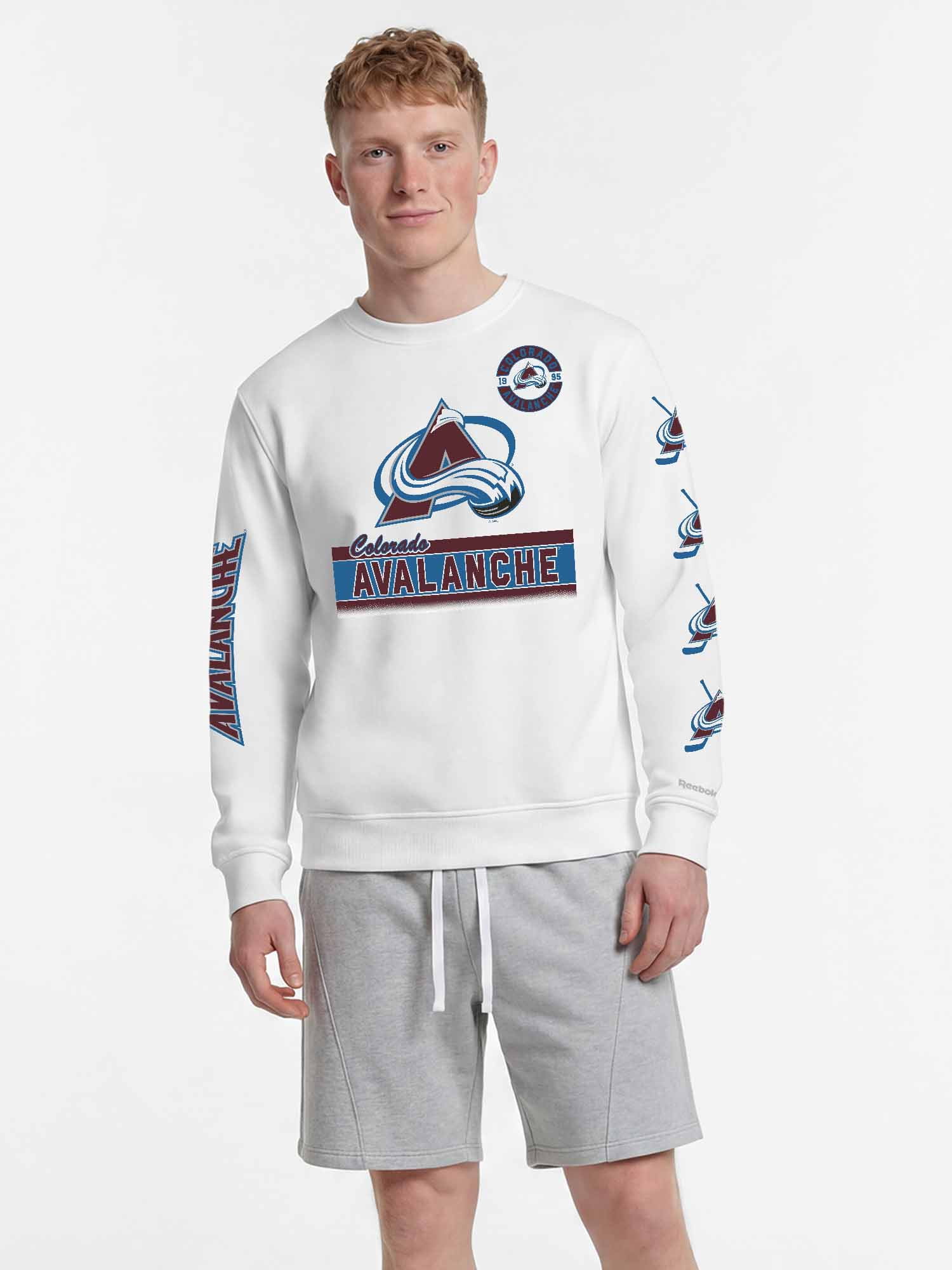 Colorado Avalanche Reebok Mens White Crew Sweatshirt