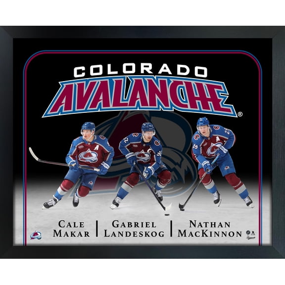 Colorado Avalanche Triple Player Collage PhotoGlass Frame - Officially Licensed NHL and NHLPA Hockey Wall Art Memorabilia Framed Display 18x22 Inches - Made in Canada by Frameworth