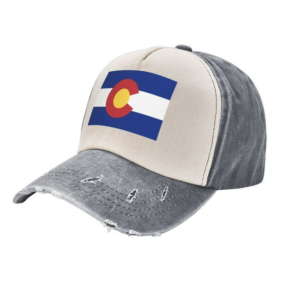 Colorado Baseball Cap Distressed Adjustable Vintage Cotton Denim Hat for Women Men