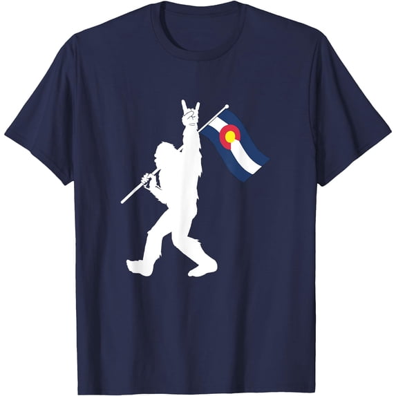 Colorado Bigfoot Rock and Roll Gift for Squatch Believers Unisex T-Shirt for Men Women Kids Toddler,Navy Color,Size 4XL