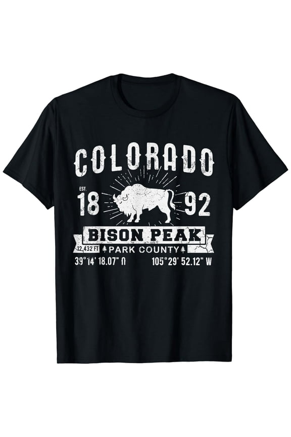 Colorado Bison Peak Rocky Mountains Vintage Distressed Fade T-Shirt