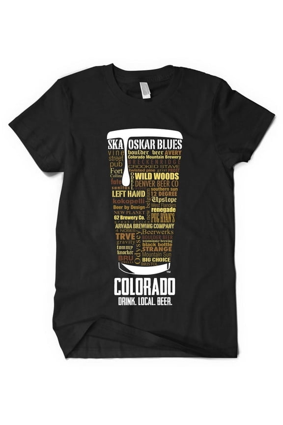 Colorado Breweries Craft Beer T-Shirt - Black, Small | Typography Gift for Dad