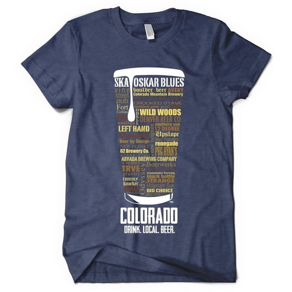 Colorado Breweries Craft Beer T-Shirt - Navy, 3XL | Typography Gift for Dad
