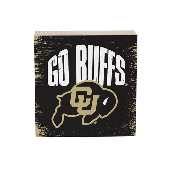 Colorado Buffaloes 6" Square Fan Chant Wood Block Shelf Sign