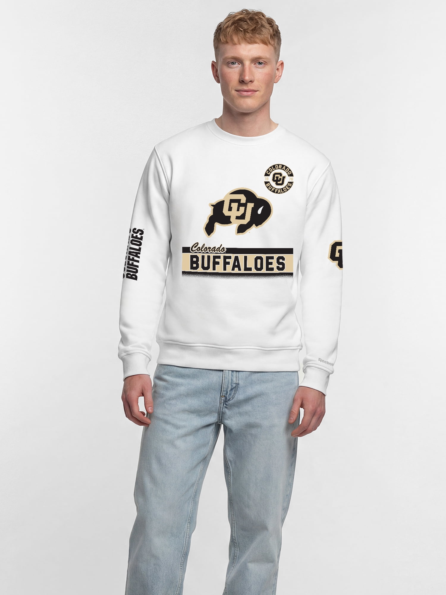 Colorado Buffaloes Reebok Mens White Crew Sweatshirt