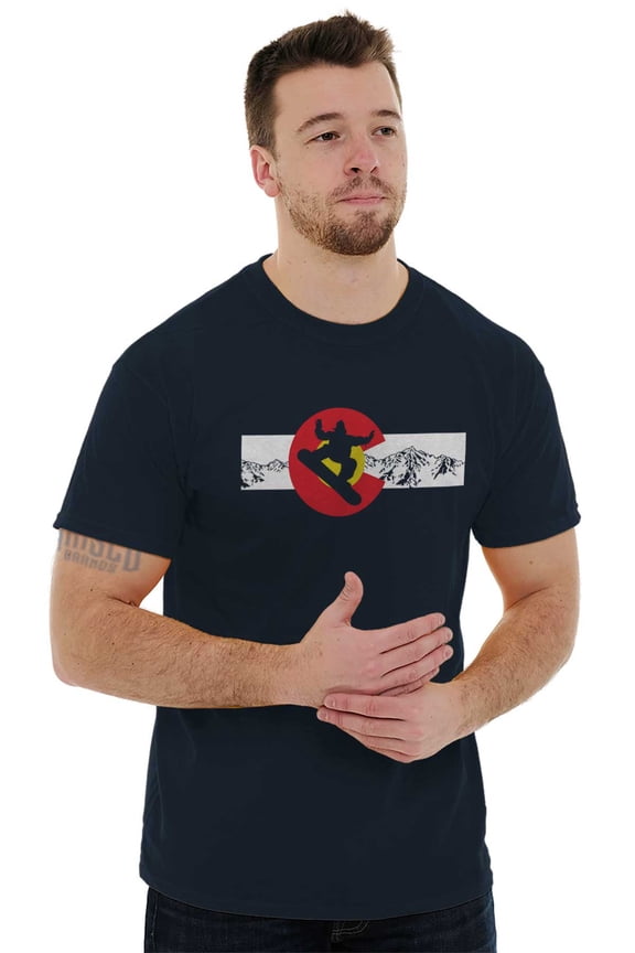 Colorado C Flag CO Snowboard Souvenir Men's Graphic T Shirt Tees Brisco Brands M