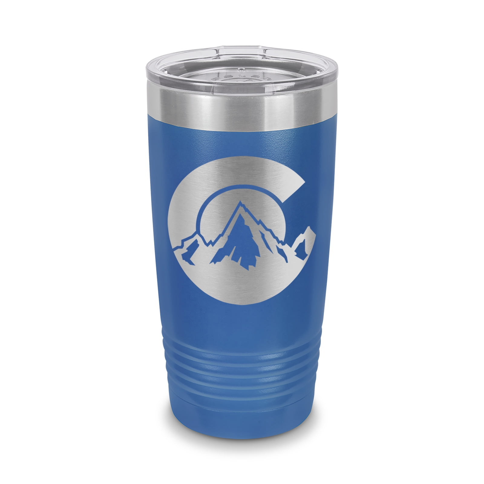 Colorado C Logo Shaped Tumbler 20 oz Laser Engraved w/ Clear Lid