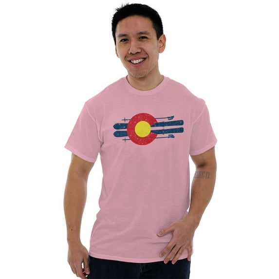 Colorado CO Flag Skiing Ski Souvenir Men's Graphic T Shirt Tees Brisco Brands S