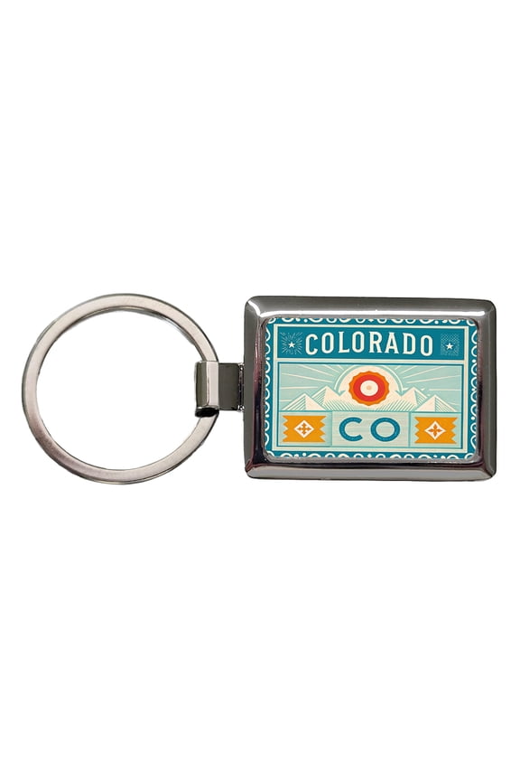 Colorado CO State Travel Vacation Stamp Metal Rectangle Keychain