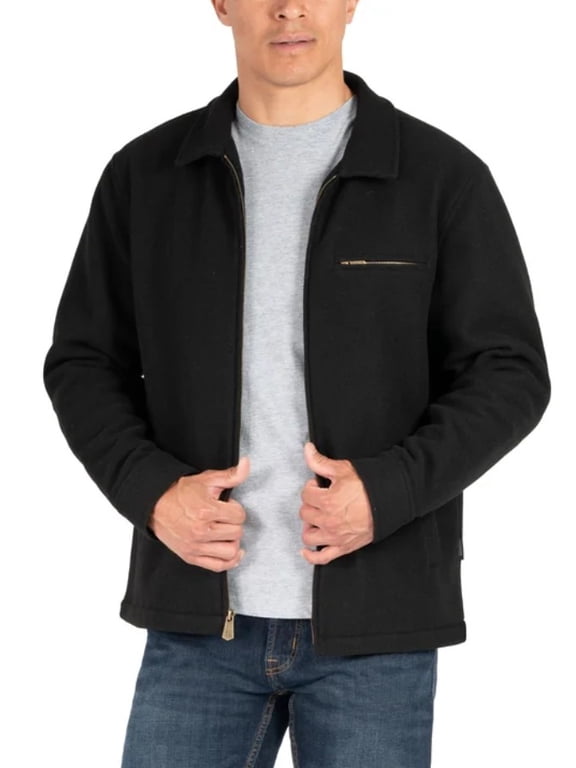 - Men's Jacket - Flannel/Faux Wool - Black - Size XL
