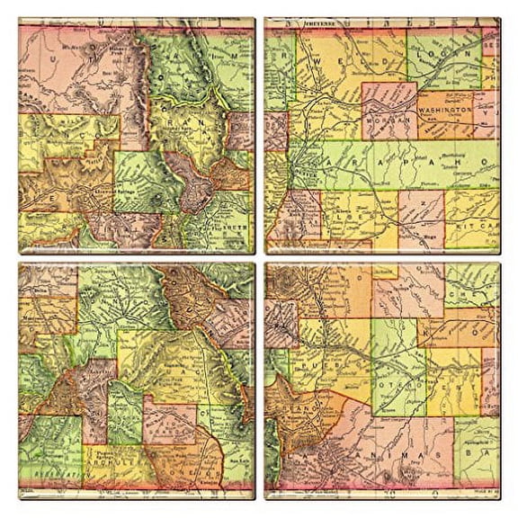Colorado Coaster Of Vintage Map (Set Of 4)