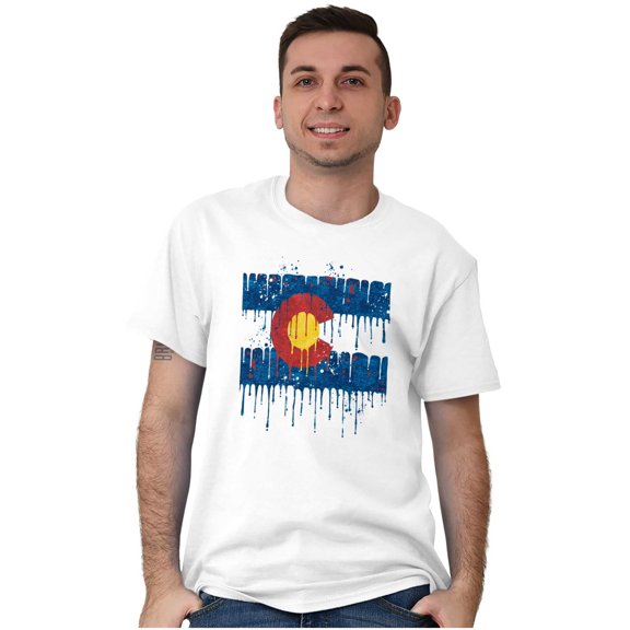 Colorado Colors Dripping C Flag Cool Men's Graphic T Shirt Tees Brisco Brands X