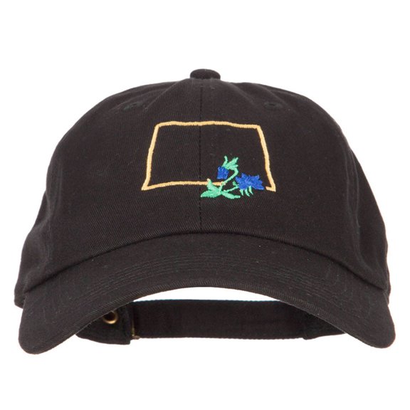 Colorado Columbine with Map Embroidered Unstructured Washed Cap - Black OSFM