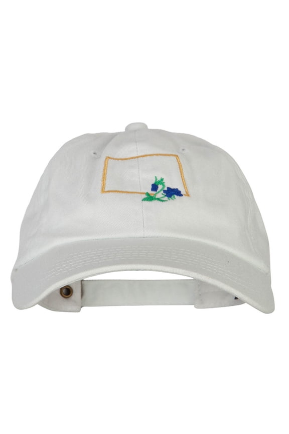 Colorado Columbine with Map Embroidered Unstructured Washed Cap - White OSFM