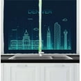 thumbnail image 1 of Colorado Curtains 2 Panels Set, Denver Metropolis View with Historical Landmark Digital Doodle Style Graphic, Window Drapes for Living Room Bedroom, 55W X 39L Inches, Night Blue Aqua, by Ambesonne, 1 of 2