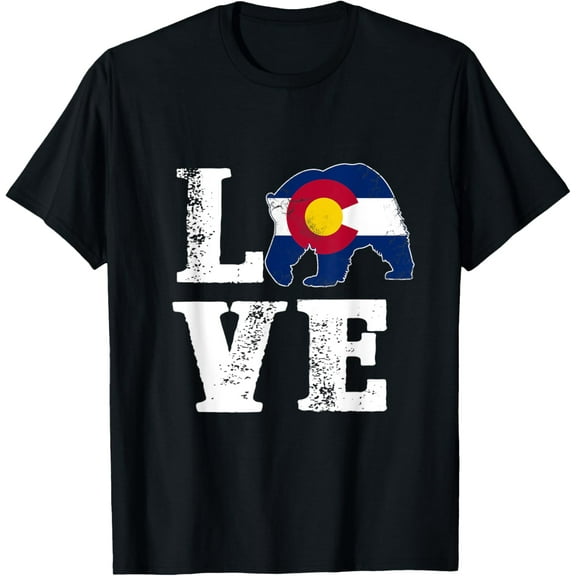 Colorado Day State Flag Bear Mountains Denver Hiking Skiing T-Shirt100% cotton