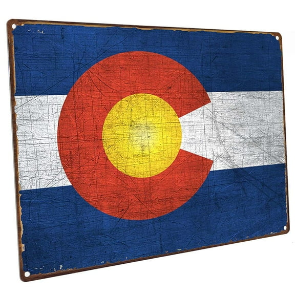 Colorado Flag 9"x12" Metal Sign, Wall Decor for Vacation Home