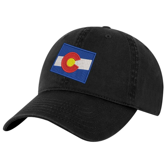 Colorado Flag Baseball Cap – Embroidered Colorado State Hat for Outdoor Pride (Black)