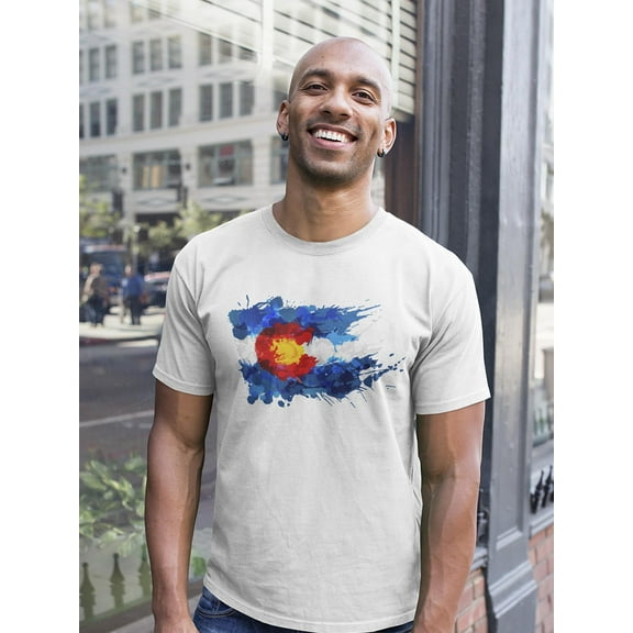 Colorado Flag Colorful Splashes T-Shirt Men -Image by Shutterstock, Male XX-Large