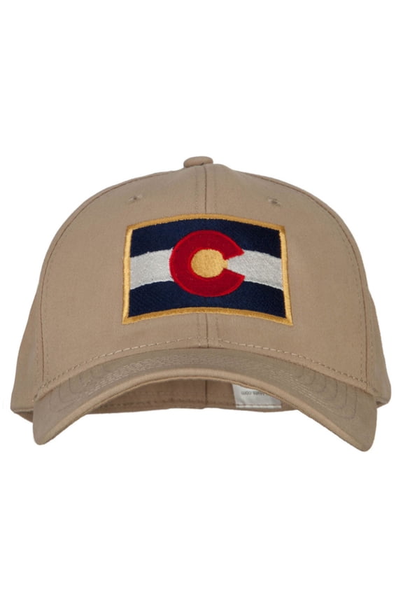 Colorado Flag Embroidered Big Size Stretchable Fitted Cap - Khaki XL-3XL