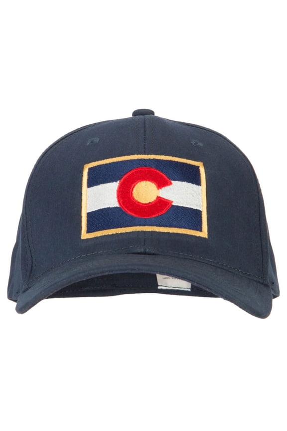 Colorado Flag Embroidered Big Size Stretchable Fitted Cap - Navy XL-3XL