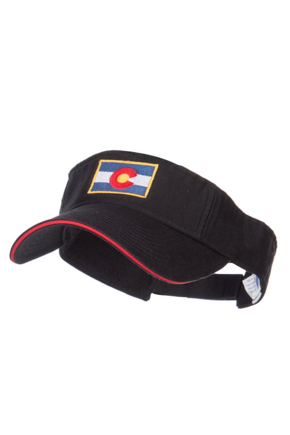 Colorado Flag Embroidered Cotton Sandwich Visor - Black Red OSFM