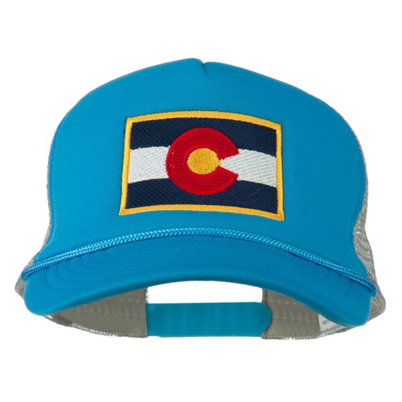 Colorado Flag Embroidered Foam Mesh Cap - Aqua Grey OSFM