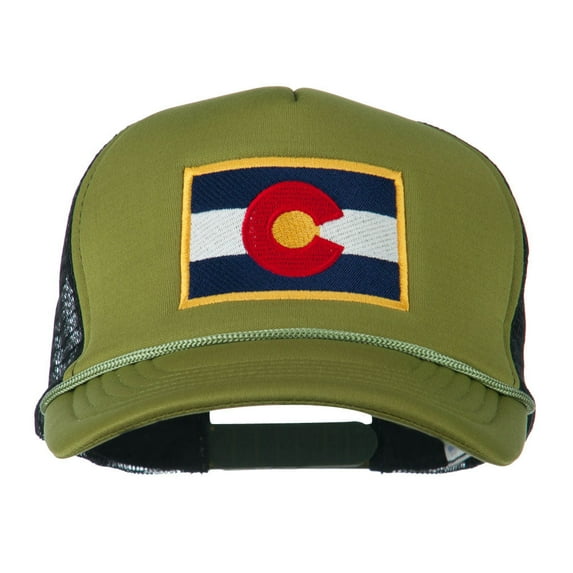 Colorado Flag Embroidered Foam Mesh Cap - Cactus Black OSFM
