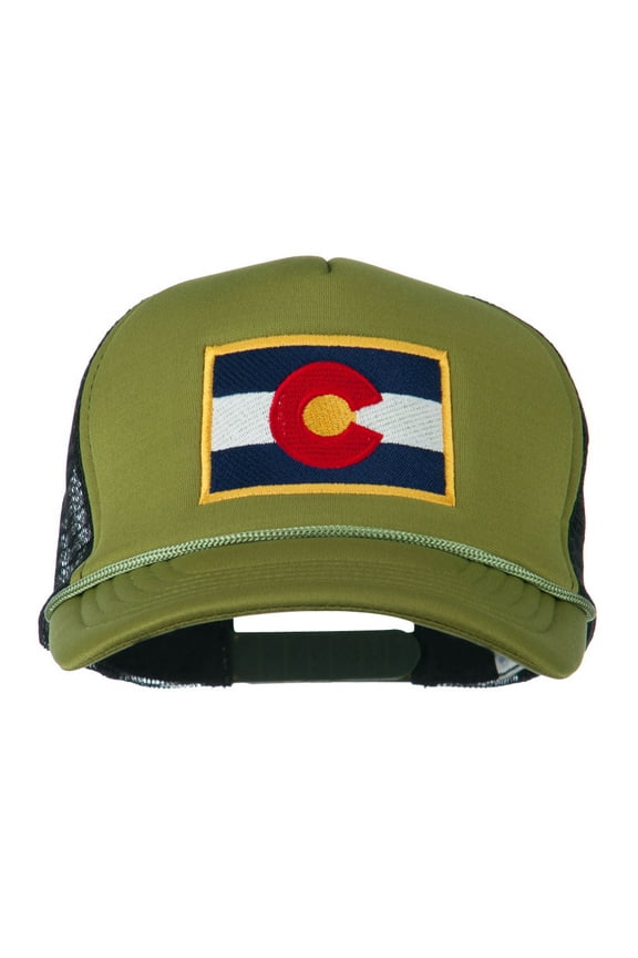 Colorado Flag Embroidered Foam Mesh Cap - Cactus Black OSFM