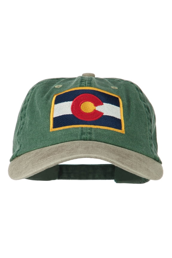 Colorado Flag Embroidered Two Tone Cap - Spruce Khaki OSFM