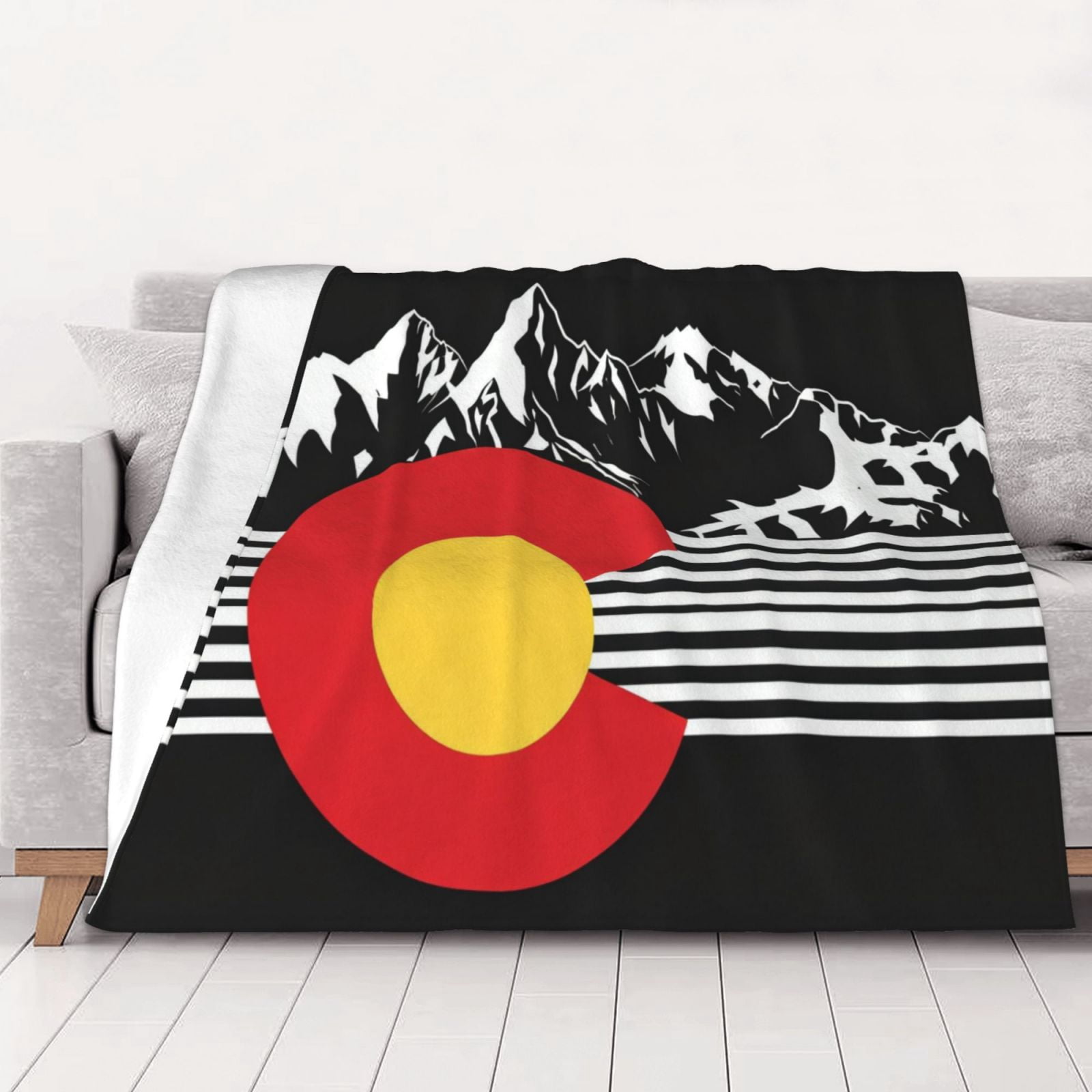 Colorado Flag Mountain Throws Blanket Fleece Soft Cozy Warm Plush for ...