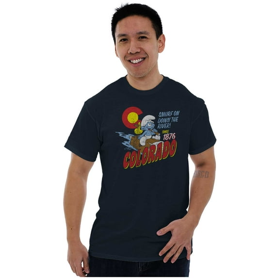 Colorado Flag Outdoor Camping Smurfs Men's Graphic T Shirt Tees Brisco Brands 5X