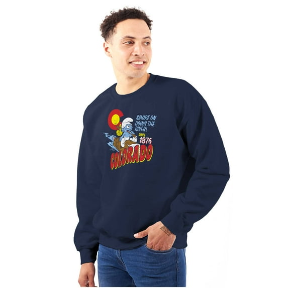 Colorado Flag Outdoor Camping Smurfs Sweatshirt for Men or Women Brisco Brands S