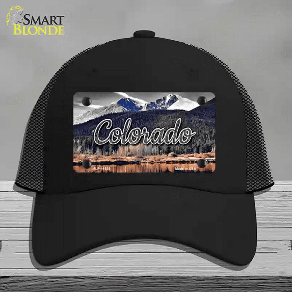 Colorado Forest and Mountains State Novelty License Plate Hat Mesh Black