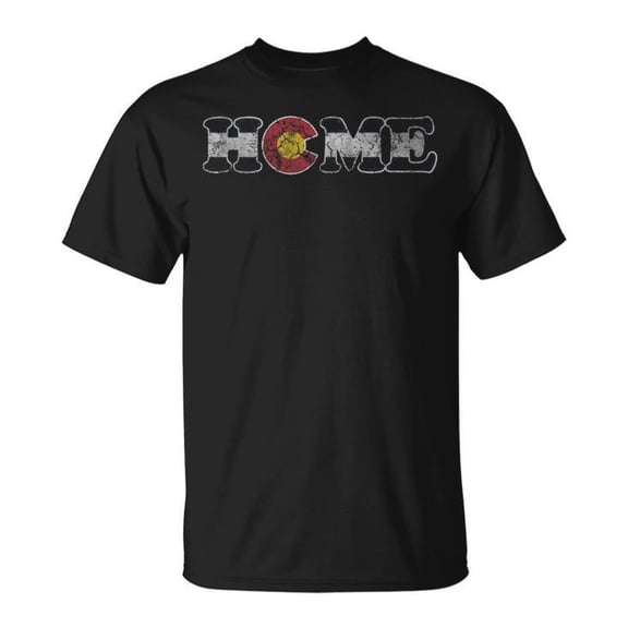 Colorado Home Flag Retro Fade Graphic Tee Unisex Adult Cotton State Pride Vintage Design T-Shirt for Travel Outdoor Adventure Casual Wear, Size 2XL, Color Black