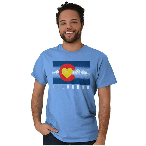 Colorado Love State Flag Mountains Plus Size Crewneck Graphic Tee Shirt Brisco Brands 2X