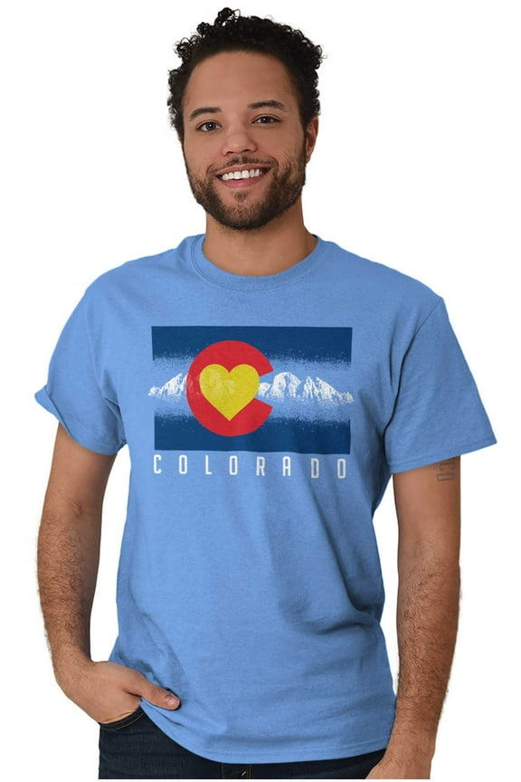 Colorado Love State Flag Mountains Plus Size Crewneck Graphic Tee Shirt Brisco Brands 2X