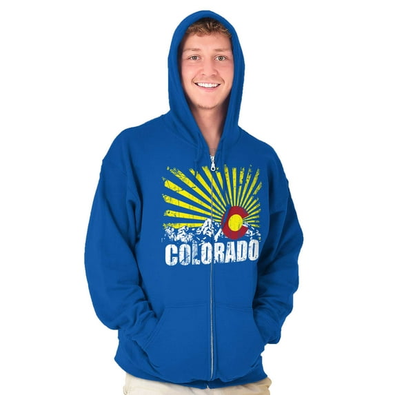 Colorado Mountain Pride CO State Flag Unisex Fleece Graphic Zip Up Hoodie Brisco Brands 3X